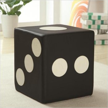 Black & White Leather-Like Vinyl Modern Ottoman [CRO-500916]