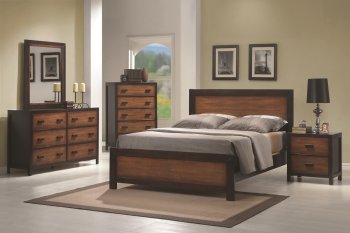 Oak & Cappuccino Two-Tone Finish Contemporary Bedroom w/Options [CRBS-202051-Coral]