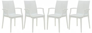 Weave Set of 4 Indoor/Outdoor Chairs MCA19W - White - LeisureMod [LMDC-MCA19W-Weave White]