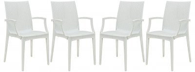 Weave Set of 4 Indoor/Outdoor Chairs MCA19W - White - LeisureMod