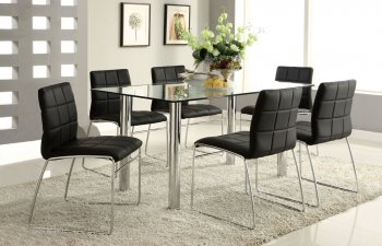 CM8319T-BK Oahu 7Pc Dinette Set w/Black Leatherette Chairs [FADS-CM8319T-BK Oahu]