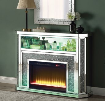 Noralie Fireplace w/LED AC00508 in Mirrored by Acme