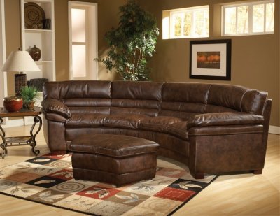 Bomber Brown Bonded Leather Sectional Sofa with Optional Ottoman