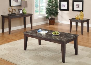 701898 3Pc Coffee Table Set by Coaster w/Black Marble Top [CRCT-701898]