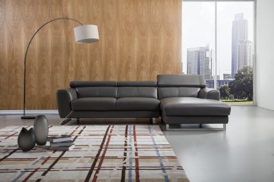 S266 Sectional Sofa in Gray Leather by Beverly Hills