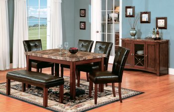 Medium Brown Cherry Contemporary Dinette w/Marble-Like Table Top [HLDS-D360]