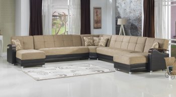 Luna Fulya L. Brown Double Chaise Corner Sectional Sofa -Bellona [IKSS-Luna Fulya L. Brown A]