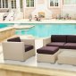 Malibu 5Pc Patio Sofa Set by Modway in Tan & Brown