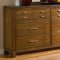 Medium Brown Oak Finish Contemporary Bed w/Optional Casegoods