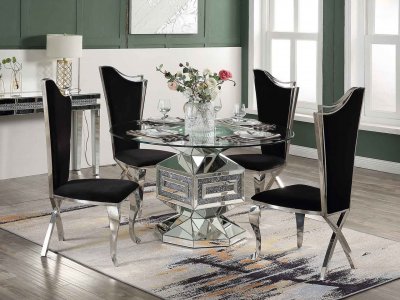 Noralie Dining Table 72955 in Mirrored by Acme w/Options