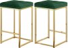 Nicola Counter Stool 906 Set of 2 Green Velvet Fabric -Meridian