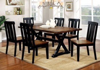 Alana CM3668T Dining Room 7Pc Set in Oak & Black w/Options [FADS-CM3668T-Alana]