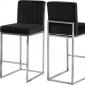 Giselle Counter Stool 782 Set of 2 Black Velvet Fabric -Meridian