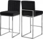 Giselle Counter Stool 782 Set of 2 Black Velvet Fabric -Meridian