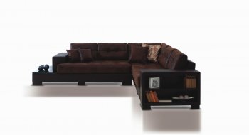 Dark Brown Fabric & Vinyl Elegant Modern Sectional Sofa [YASS-Karel-Dark Brown]