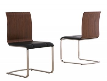 Lizz Dining Chairs Set of 2 in Black & Walnut by Whiteline [WLDC-Lizz Black Walnut]