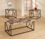 701585 3Pc Coffee Table Set by Coaster w/Marble-Like Top