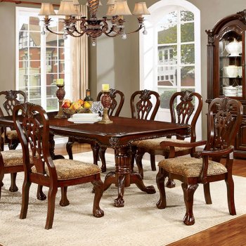 Elana CM3212 Formal Dining Table in Brown Cherry w/Options [FADS- CM3212T-Elana]