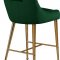 Owen Counter Stool 745 Set of 2 Green Velvet Fabric by Meridian