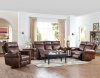 Roycroft Motion Sofa in Pecan Leather-Look Fabric by NCFurniture