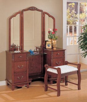 Birch Veneer Vanity Set w/Three Mirrors