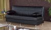 Halifax Sofa Bed Convertible in Black Bonded Leather