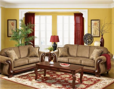 Light Brown Chenille Transitional Living Room Sofa w/Options