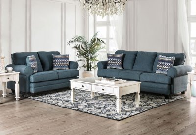 Aylmer Sofa SM4012 in Dark Teal Linen-Like Fabric w/Options