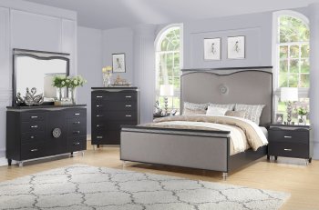 Valencia Bedroom Set 5Pc in Gray Fabric & Dark Brown w/Options [ADBS-Valencia]