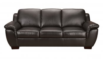 Black Full Italian Leather Classic 4Pc Sofa Set w/Wooden Legs [LKS-Soho]