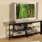 Black Finish Modern TV Stand w/Glass Shelves