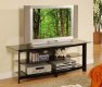 Black Finish Modern TV Stand w/Glass Shelves