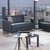 Viva Italia Sofa Bed in Black Leatherette by Mobista