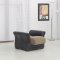 Fabric & Dark Vinyl Two-Tone Modern Sofa Bed w/Optional Items