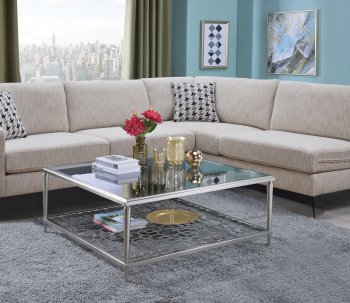 Naiya Coffee Table 81020 in Nickel & Clear Glass by Acme [AMCT-81020-Naiya]