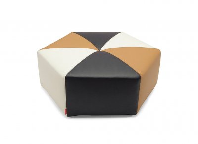 Black & White & Camel Leatherette Modern Elegant Ottoman