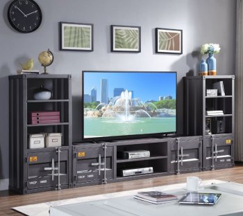 Cargo TV Stand w/2 Side Piers Set 91885 in Gunmetal by Acme [AMWU-91885 Cargo]