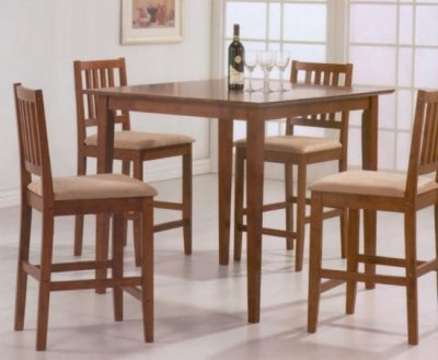 Tobacco Finish Counter Height 5 Pc Contemporary Dinette