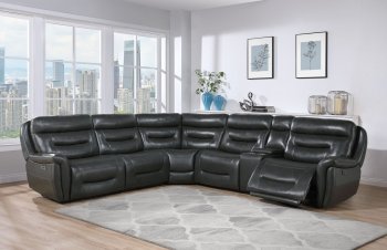 U8522 Power Motion Sectional Sofa in Blanche Charcoal by Global [GFSS-U8522 Charcoal]