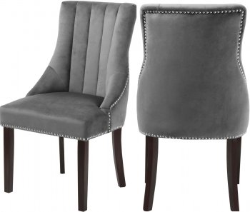 Oxford Dining Chair 721 Set of 2 Grey Velvet Fabric by Meridian [MRDC-721 Oxford Grey]