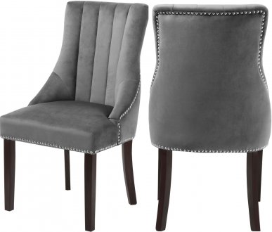 Oxford Dining Chair 721 Set of 2 Grey Velvet Fabric by Meridian