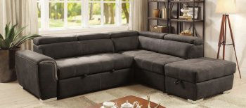 Lorna Sectional Sofa Convertible CM6515BK in Graphite Fabric [FASS-CM6515BK Lorna]