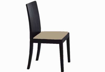 Wenge Finish Set of 4 Modern Dining Chairs w/Cream Seat