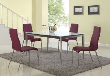 Remy Dining Table 5Pc Set by Chintaly w/White Starphire Glass [CYDS-Remy]