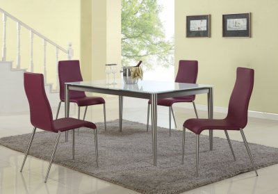 Remy Dining Table 5Pc Set by Chintaly w/White Starphire Glass