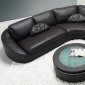 Black Leather Modern Sectional Sofa w/Coffee Table