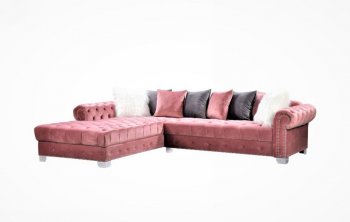 LCL-003 Sectional Sofa in Pink Velvet [BDSS-LCL-003 Pink]