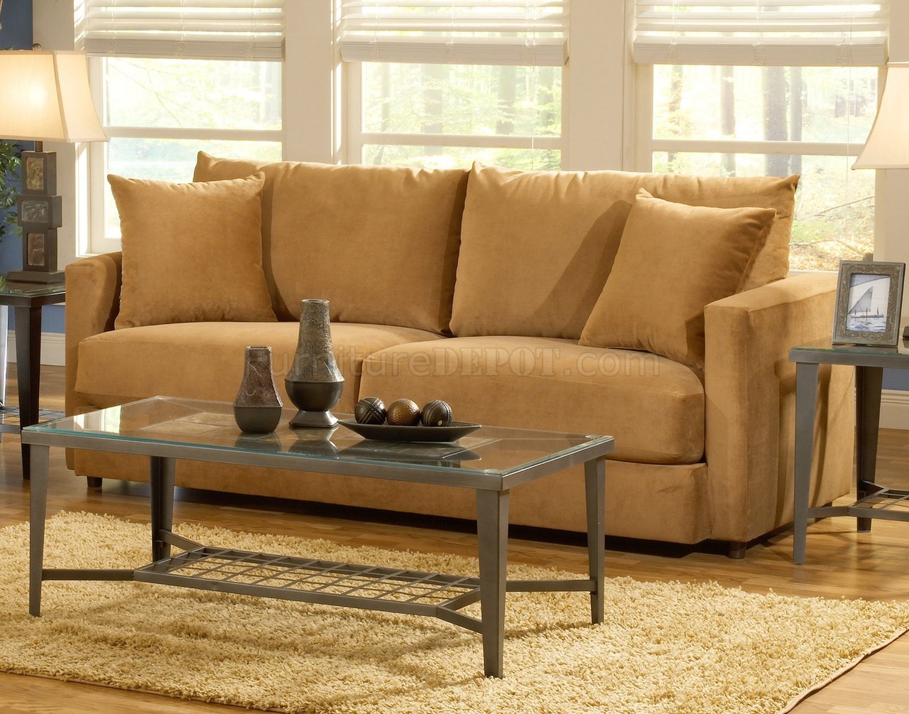 cognac sofa living room