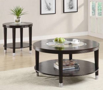 Cappuccino Finish Modern Coffee Table w/Optional End Table [CRCT-701328]