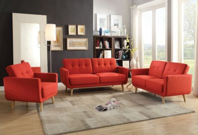 Sisilla 52660 Sofa & Loveseat Set in Red Linen by Acme w/Options